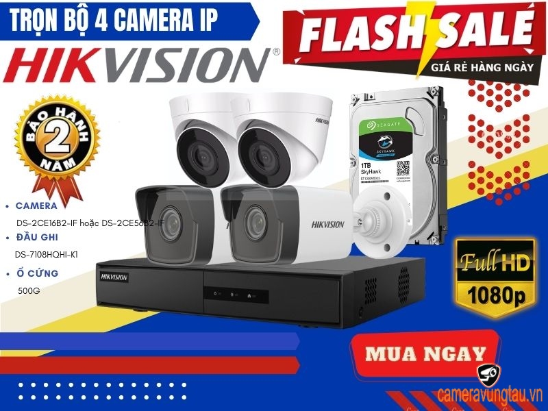 Lắp Trọn Bộ 4 Camera IP Hikvision