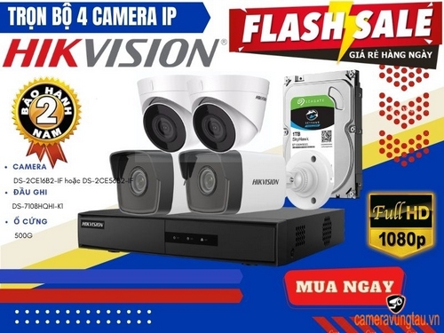 Lắp Trọn Bộ 4 Camera IP Hikvision